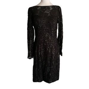 Sue Wong Black Sequin Sheath Dress Women’s Size 12 Cocktail Party New Years